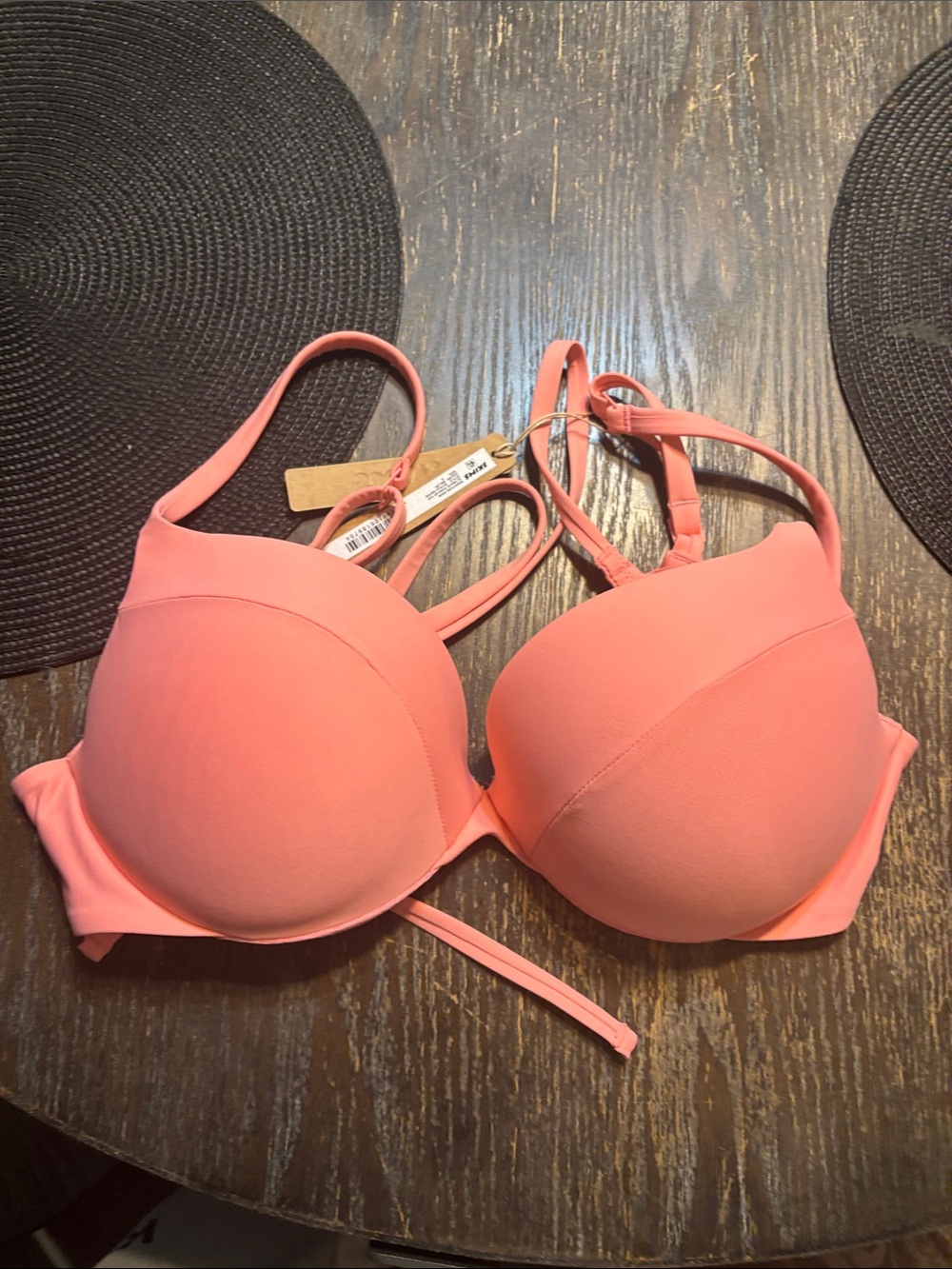 SKIMS Coral Pink melon signature swim Push-Up Bra small NWT